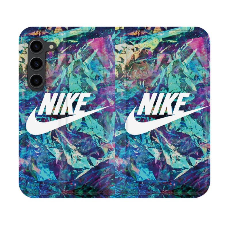Housse Cuir Portefeuille Pour Samsung Galaxy S23 Nike Turquoise