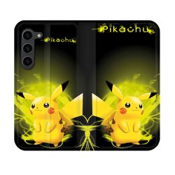 Housse Cuir Portefeuille Pour Samsung Galaxy S23 Pokemon Pikachu Eclair
