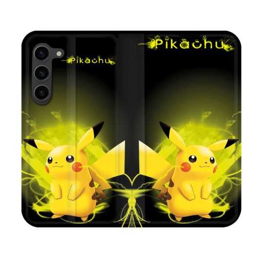 Housse Cuir Portefeuille Pour Samsung Galaxy S23 Pokemon Pikachu Eclair