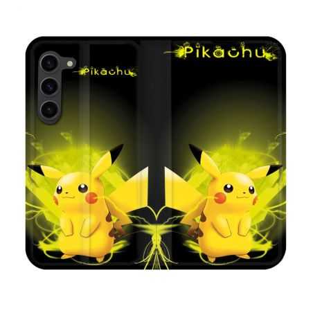 Housse Cuir Portefeuille Pour Samsung Galaxy S23 Pokemon Pikachu Eclair