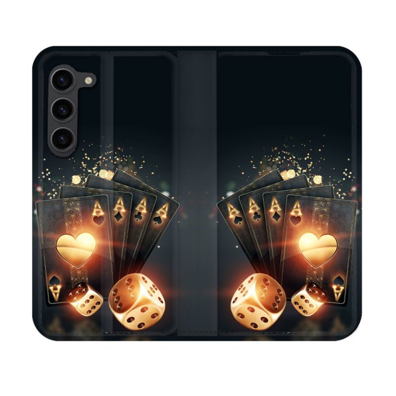 Housse Cuir Portefeuille Pour Samsung Galaxy S23 Poker Des