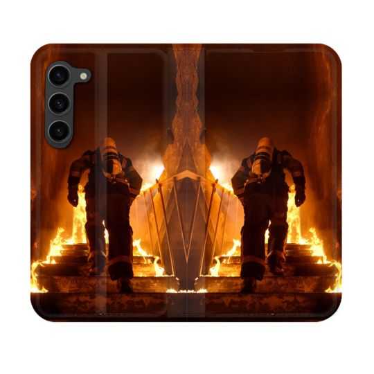 Housse Cuir Portefeuille Pour Samsung Galaxy S23 Pompier Escalier