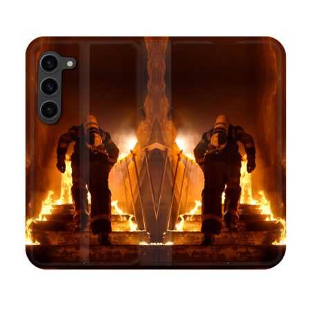 Housse Cuir Portefeuille Pour Samsung Galaxy S23 Pompier Escalier