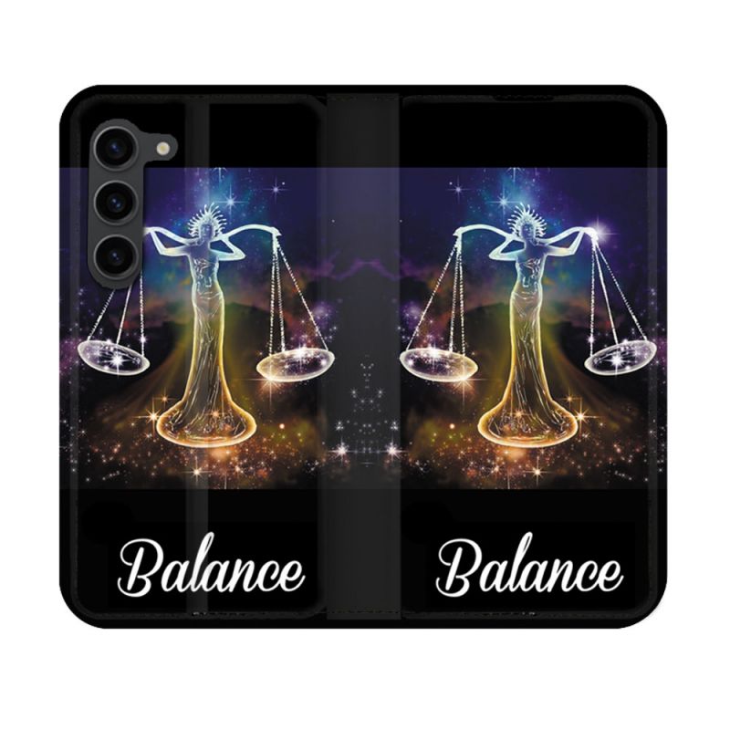 Housse Cuir Portefeuille Pour Samsung Galaxy S23 Signe Zodiaque 2 Balance
