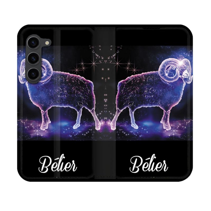 Housse Cuir Portefeuille Pour Samsung Galaxy S23 Signe Zodiaque 2 Bélier