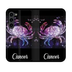 Housse Cuir Portefeuille Pour Samsung Galaxy S23 Signe Zodiaque 2 Cancer