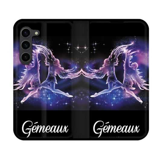 Housse Cuir Portefeuille Pour Samsung Galaxy S23 Signe Zodiaque 2 Gémeaux