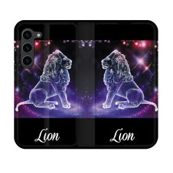 Housse Cuir Portefeuille Pour Samsung Galaxy S23 Signe Zodiaque 2 Lion