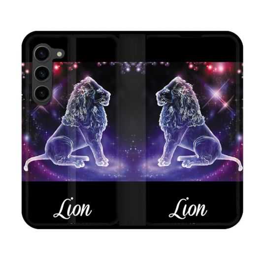 Housse Cuir Portefeuille Pour Samsung Galaxy S23 Signe Zodiaque 2 Lion