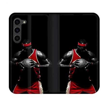 Housse Cuir Portefeuille Pour Samsung Galaxy S23 Sport Basketeur