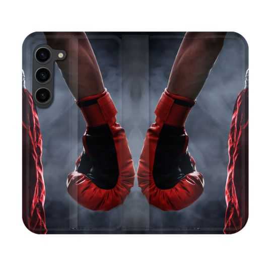 Housse Cuir Portefeuille Pour Samsung Galaxy S23 Sport Boxe Gant Rouge