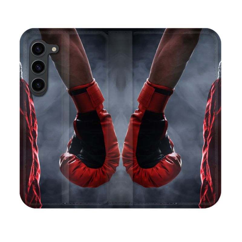 Housse Cuir Portefeuille Pour Samsung Galaxy S23 Sport Boxe Gant Rouge