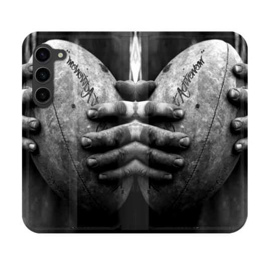 Housse Cuir Portefeuille Pour Samsung Galaxy S23 Sport Rugby Ballon Vintage