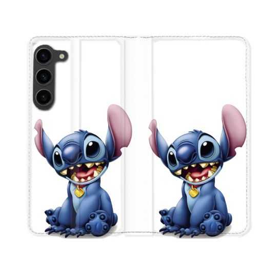Housse Cuir Portefeuille Pour Samsung Galaxy S23 Stitch Blanc