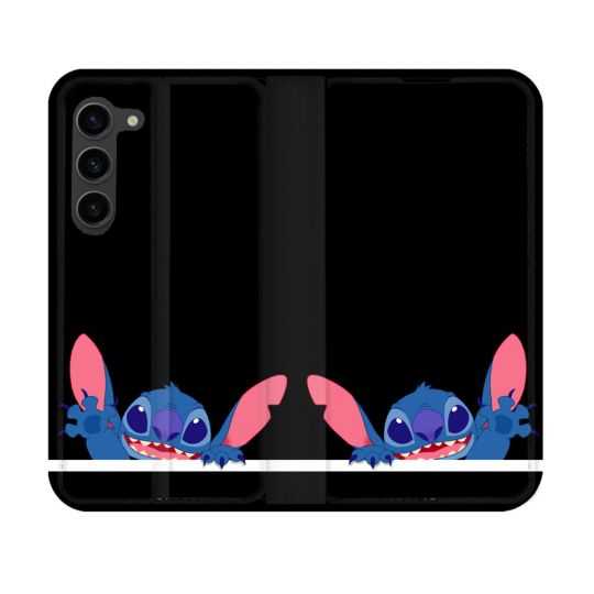 Housse Cuir Portefeuille Pour Samsung Galaxy S23 Stitch Noir