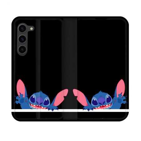 Housse Cuir Portefeuille Pour Samsung Galaxy S23 Stitch Noir