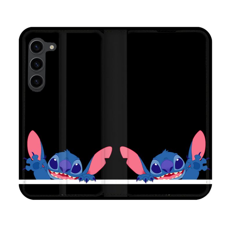 Housse Cuir Portefeuille Pour Samsung Galaxy S23 Stitch Noir