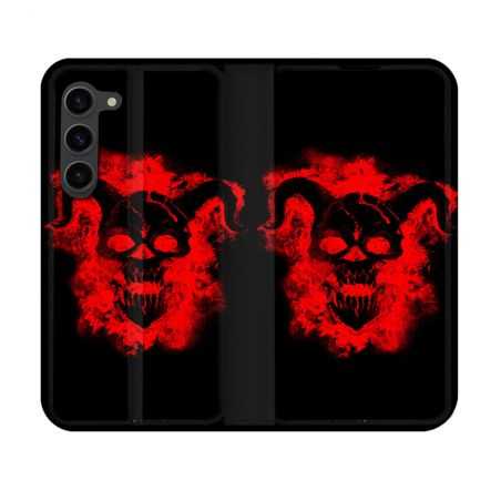 Housse Cuir Portefeuille Pour Samsung Galaxy S23 Tete de Mort Diable