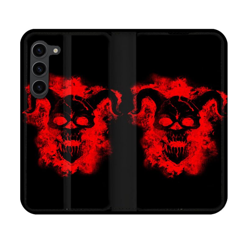 Housse Cuir Portefeuille Pour Samsung Galaxy S23 Tete de Mort Diable