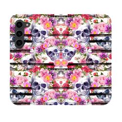 Housse Cuir Portefeuille Pour Samsung Galaxy S23 Tete de Mort Pattern