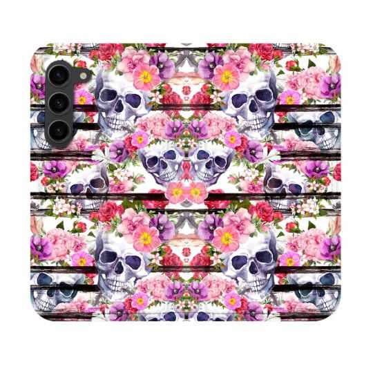Housse Cuir Portefeuille Pour Samsung Galaxy S23 Tete de Mort Pattern