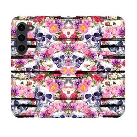 Housse Cuir Portefeuille Pour Samsung Galaxy S23 Tete de Mort Pattern