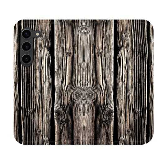 Housse Cuir Portefeuille Pour Samsung Galaxy S23 Texture Bois