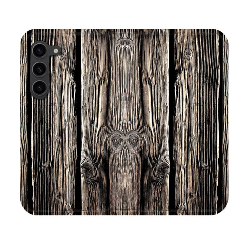 Housse Cuir Portefeuille Pour Samsung Galaxy S23 Texture Bois
