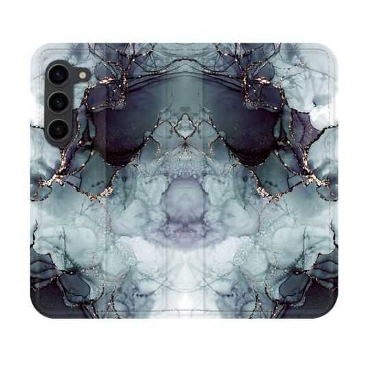 Housse Cuir Portefeuille Pour Samsung Galaxy S23 Texture Marbre Gris