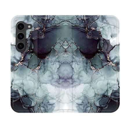 Housse Cuir Portefeuille Pour Samsung Galaxy S23 Texture Marbre Gris