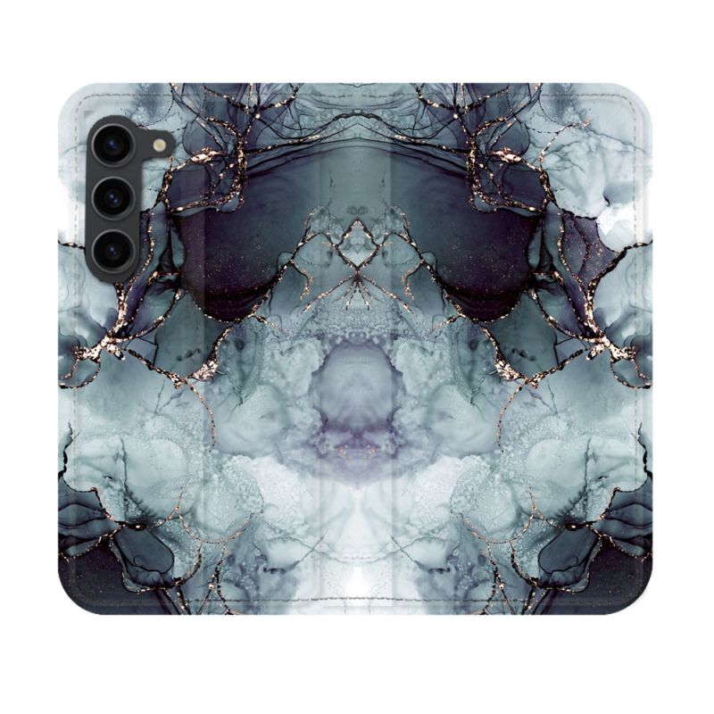Housse Cuir Portefeuille Pour Samsung Galaxy S23 Texture Marbre Gris