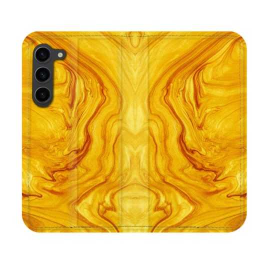 Housse Cuir Portefeuille Pour Samsung Galaxy S23 Texture Marbre Jaune