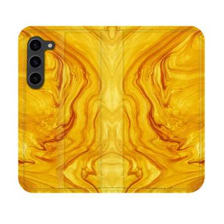 Housse Cuir Portefeuille Pour Samsung Galaxy S23 Texture Marbre Jaune