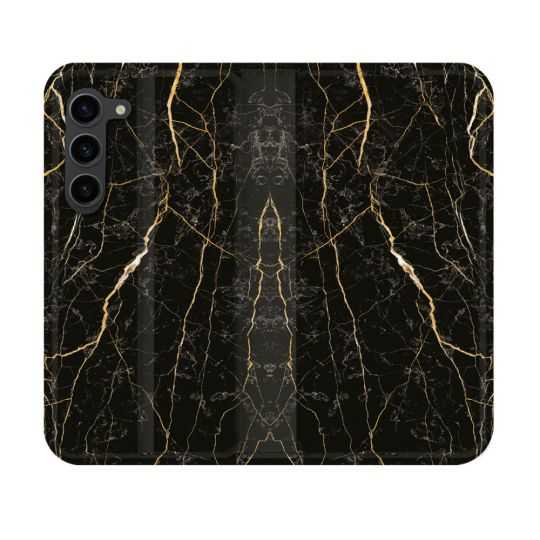 Housse Cuir Portefeuille Pour Samsung Galaxy S23 Texture Marbre Noir