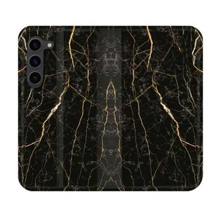 Housse Cuir Portefeuille Pour Samsung Galaxy S23 Texture Marbre Noir