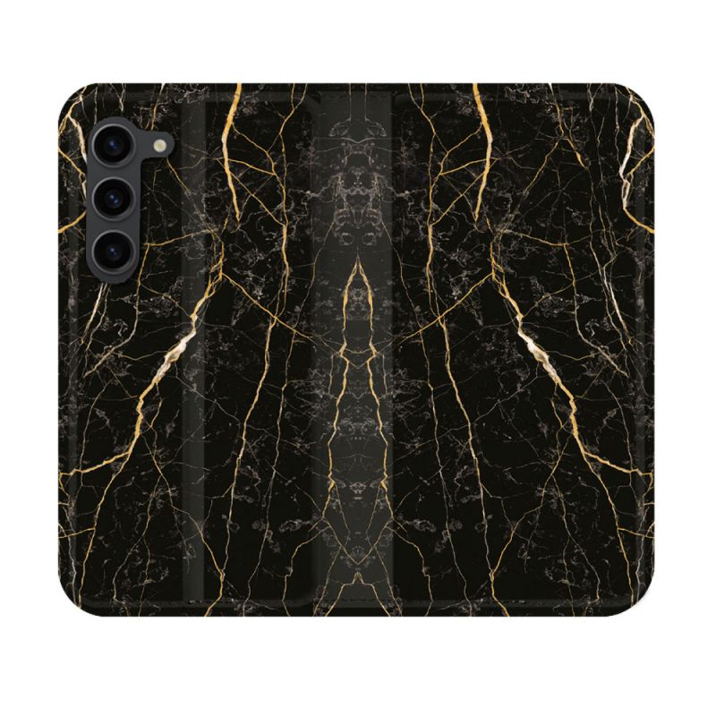 Housse Cuir Portefeuille Pour Samsung Galaxy S23 Texture Marbre Noir