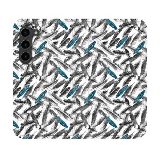 Housse Cuir Portefeuille Pour Samsung Galaxy S23 Texture Plume Canard