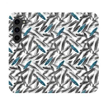 Housse Cuir Portefeuille Pour Samsung Galaxy S23 Texture Plume Canard