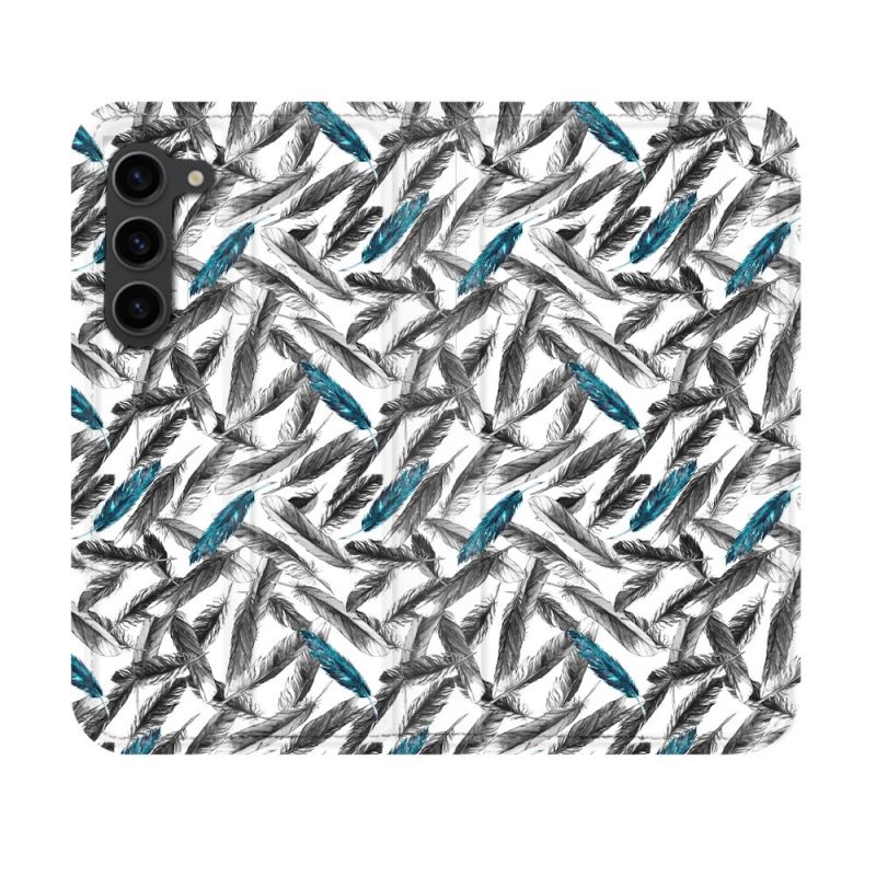 Housse Cuir Portefeuille Pour Samsung Galaxy S23 Texture Plume Canard