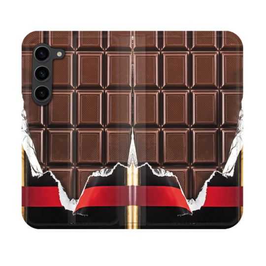 Housse Cuir Portefeuille Pour Samsung Galaxy S23 Texture Trompe Oeil Chocolat