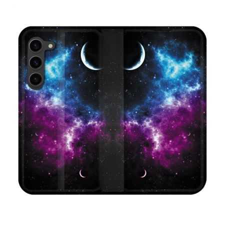 Housse Cuir Portefeuille Pour Samsung Galaxy S23 Univers Bleu Violet