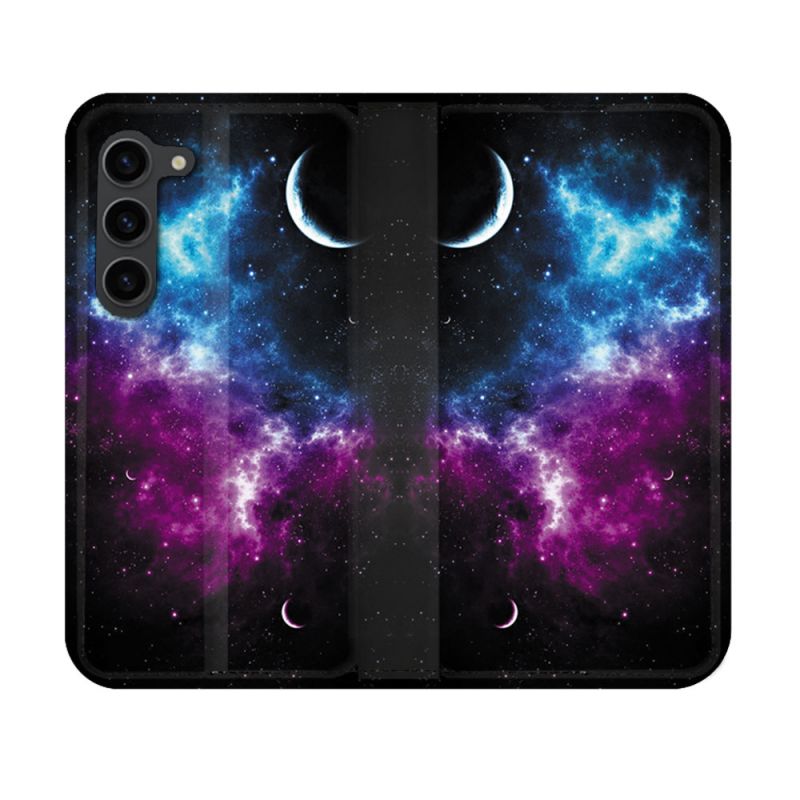 Housse Cuir Portefeuille Pour Samsung Galaxy S23 Univers Bleu Violet
