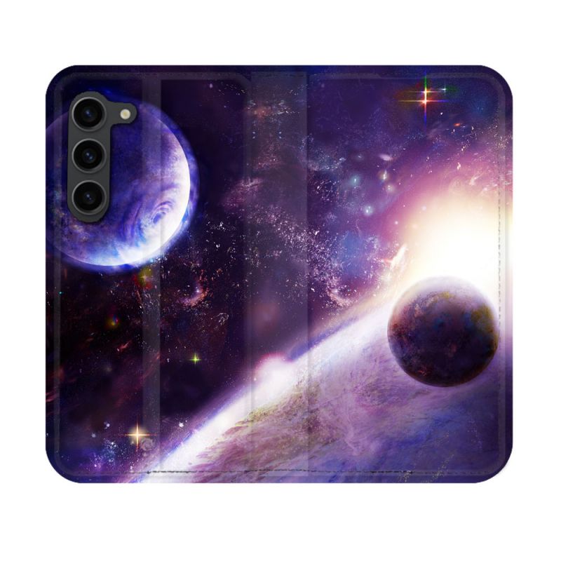 Housse Cuir Portefeuille Pour Samsung Galaxy S23 Univers Planete Stellaire
