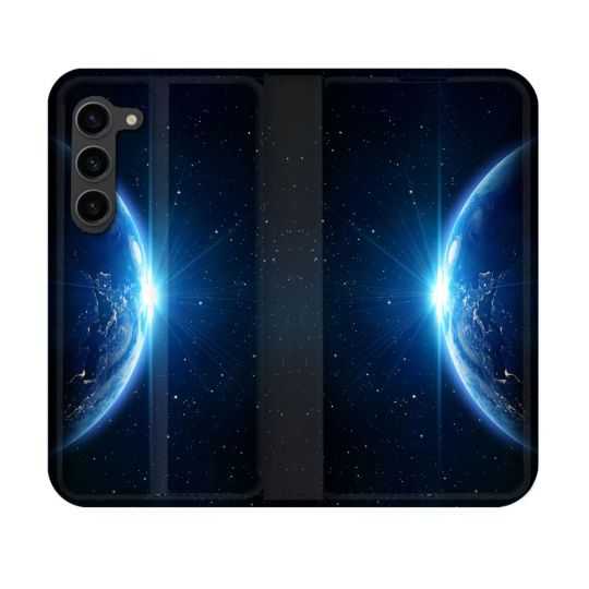 Housse Cuir Portefeuille Pour Samsung Galaxy S23 Univers Planete Terre