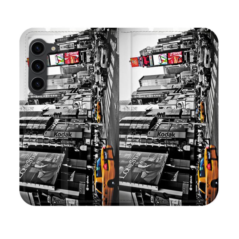 Housse Cuir Portefeuille Pour Samsung Galaxy S23 Voyage Amerique USA New York Taxi