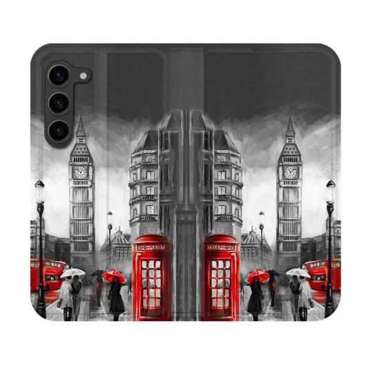 Housse Cuir Portefeuille Pour Samsung Galaxy S23 Voyage Angleterre Londres Vintage
