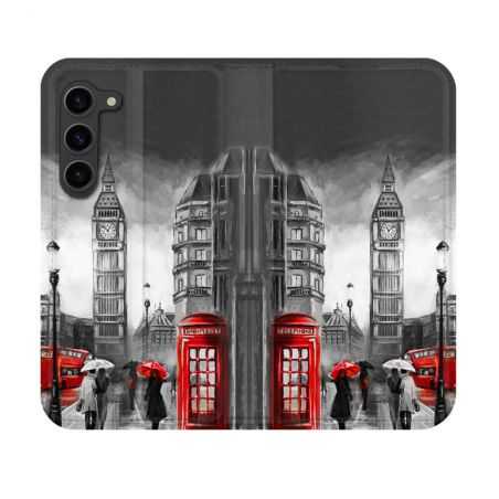 Housse Cuir Portefeuille Pour Samsung Galaxy S23 Voyage Angleterre Londres Vintage