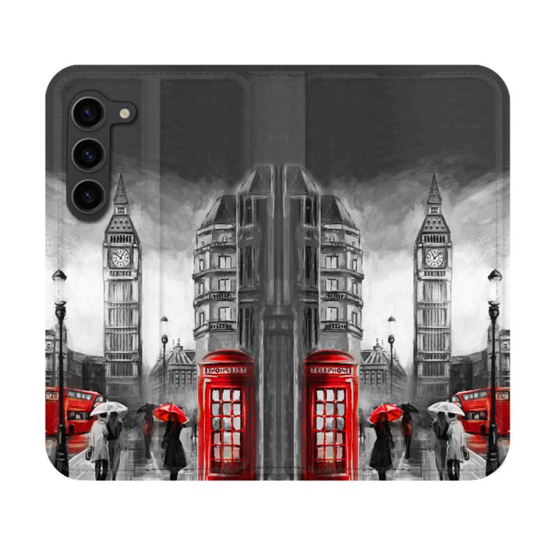 Housse Cuir Portefeuille Pour Samsung Galaxy S23 Voyage Angleterre Londres Vintage