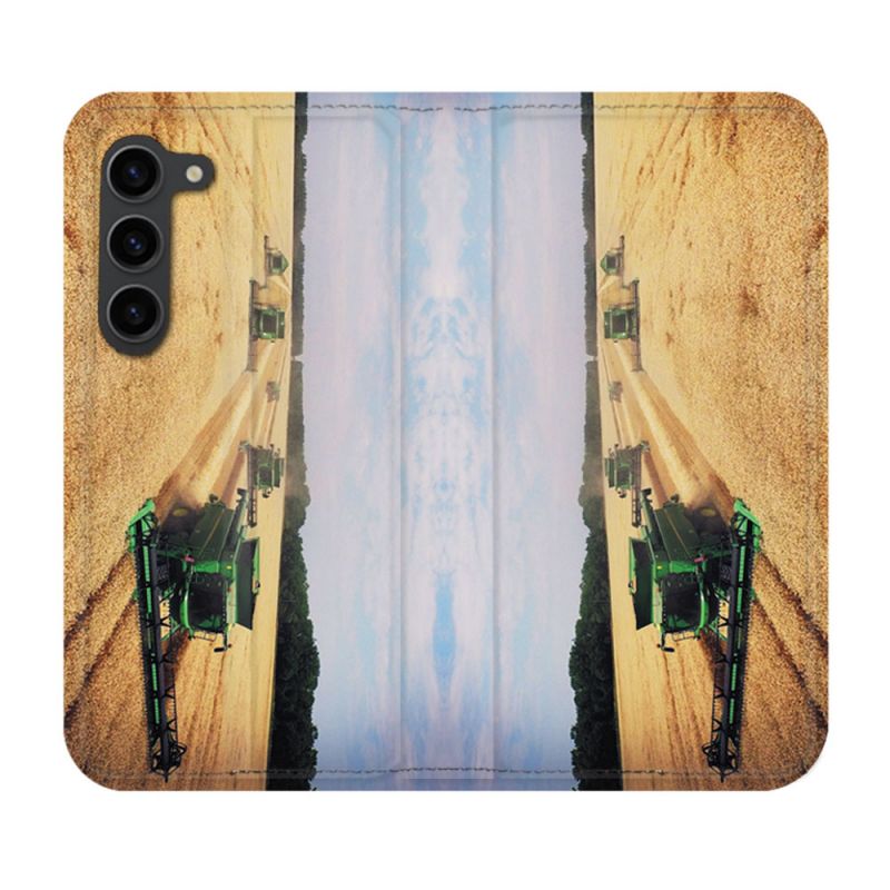 Housse Cuir Portefeuille Pour Samsung Galaxy S23 Plus Agriculture Moissonneuse