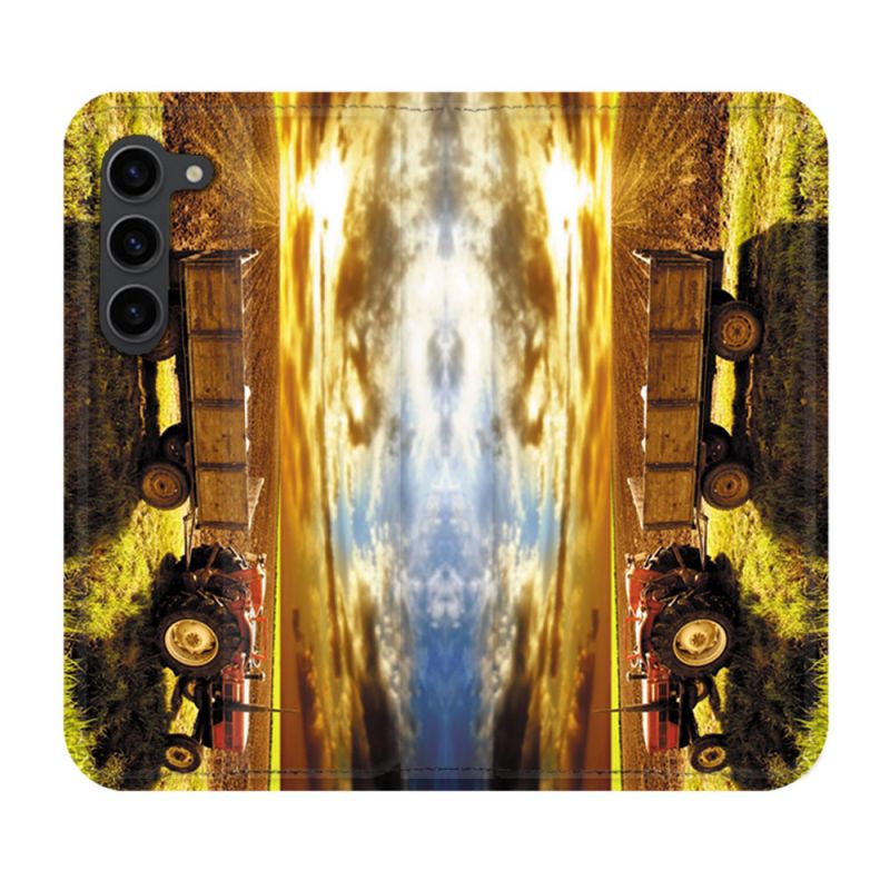 Housse Cuir Portefeuille Pour Samsung Galaxy S23 Plus Agriculture Tracteur Color